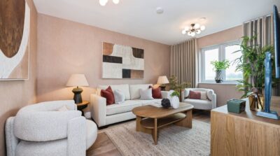A styled lounge in a show home