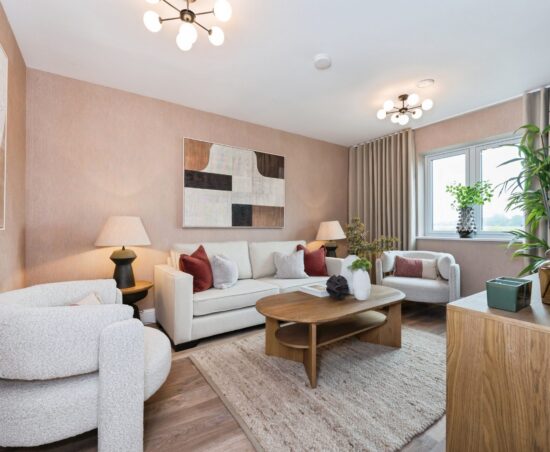 A styled lounge in a show home